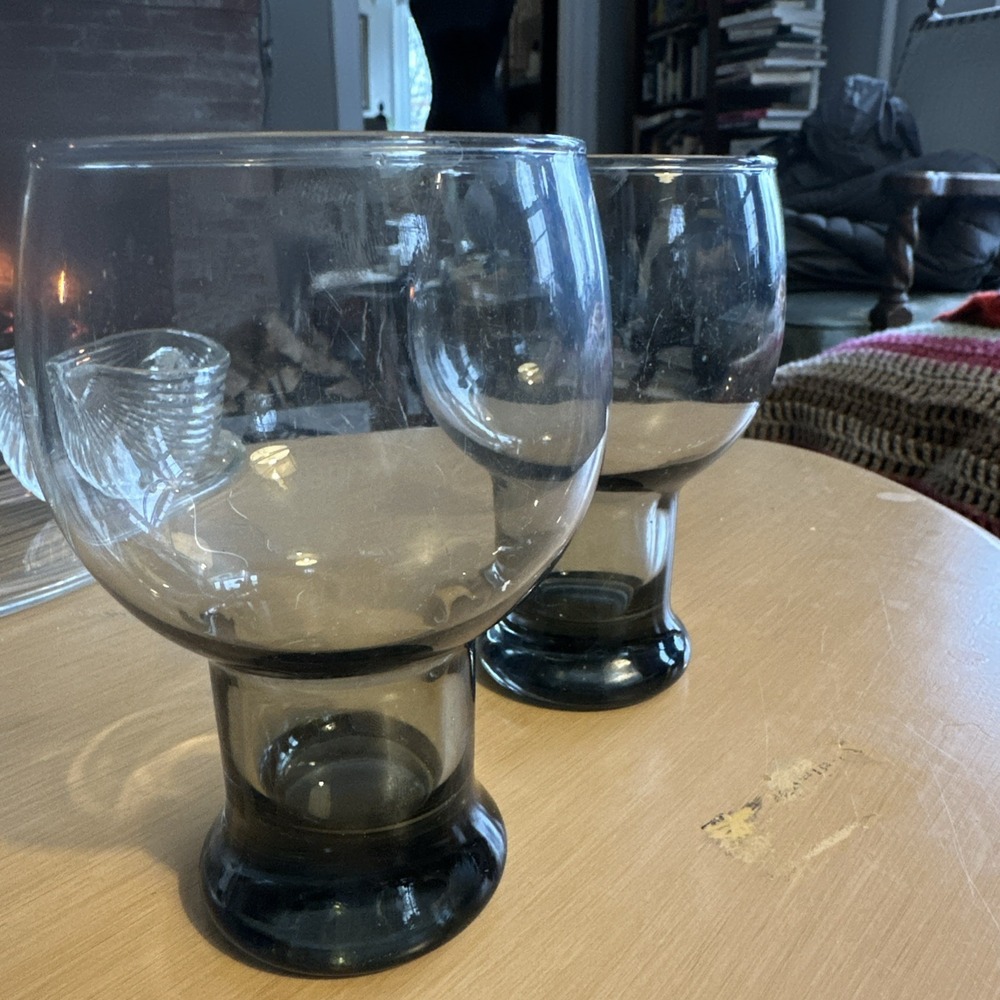 Vintage 60's Federal Glass Smoky Sundown Beer Glasses Wine Tumblers MCM Set of 2